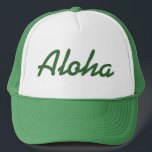 Camionero Verde del gorra de la hawaiana<br><div class="desc">El gorra verde y blanco del camionero con la palabra "hawaiana" imprimió en él.</div>