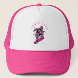 Camionero Vida De Patinaje Rosa Por Happie Hoodie, Gorra De 