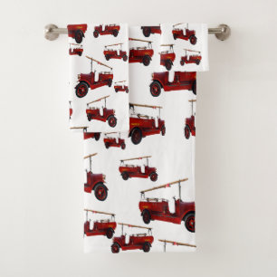 Camiones de bomberos de época roja,