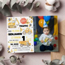 Camiones de construcción 1ª invitación de cumpleañ
