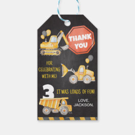Camiones de construcción Cumpleaños etiqueta de ag