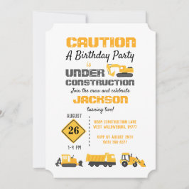 Camiones de construcción Invitación a fiesta de cu
