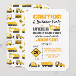 Camiones de construcción Invitación a fiesta de cu
