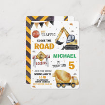 Camiones de construcción Invitación a fiesta de cu