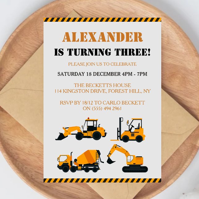 Camiones de construcción Invitación a fiesta de cu (Subido por el creador)