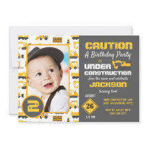 Camiones de construcción Invitación a foto de cump