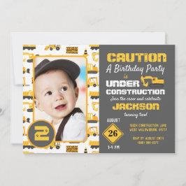 Camiones de construcción Invitación a foto de cump
