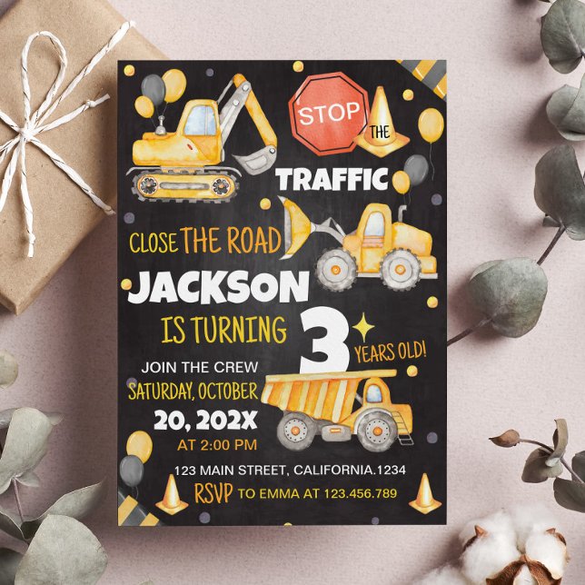 Camiones de construcción Invitación de cumpleaños (Subido por el creador)