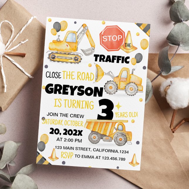 Camiones de construcción Invitación de cumpleaños (Subido por el creador)