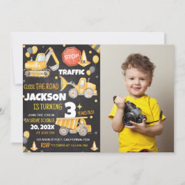 Camiones de construcción Invitación de cumpleaños