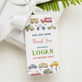 Camiones de transporte Cumpleaños Gracias Etiqueta