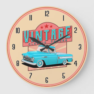 Camiones estadounidenses azules vintage reloj gran