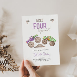 Camiones Monster Bash Invitación de cumpleaños cua