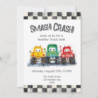 Camiones monstruo Invitación de cumpleaños