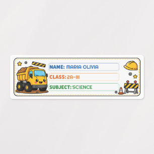 Camioneta Linda Etiqueta Escolar Nombre Personaliz