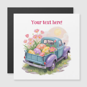 Camioneta Retro Verde Azul y Morado con Huevos de 