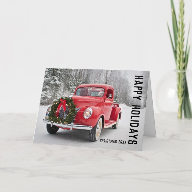 Camioneta Roja con Corona de Navidad (Anverso)