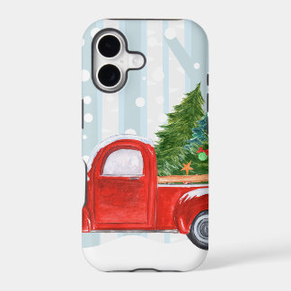 Camioneta Roja de Navidad en un Camino Nevado