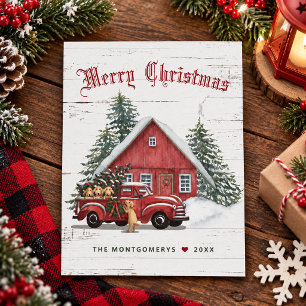 Camioneta Roja Vintage Rústica Perros Navidad Gran