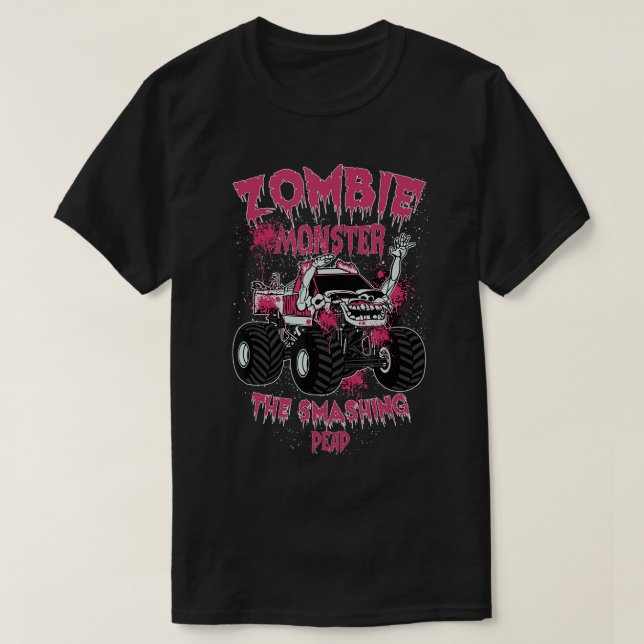 Camioneta Zombie Monstruo La Camiseta Muerta Destr (Diseño del anverso)