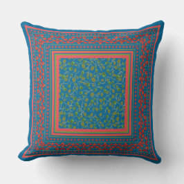 Camionetas y amapolas en almohada azul o colchón