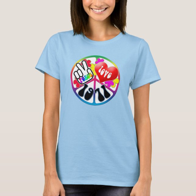 Camisa 1971 del amor de la paz (Anverso)