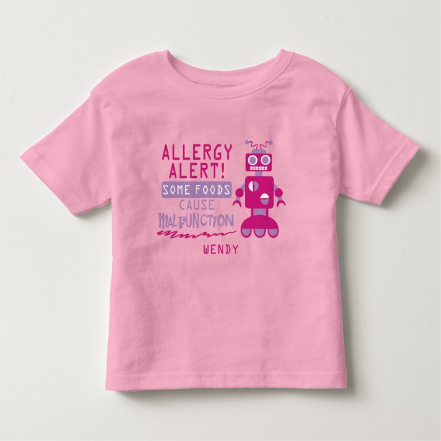 Camisa Alerta de Alergia de Alimentos Robot Rosa (Anverso)