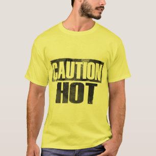 Camisa amarilla caliente de la precaución
