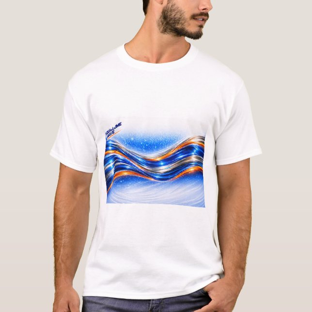 Camisa Aqualume Wave – Flujo abstracto azul naranj (Anverso)