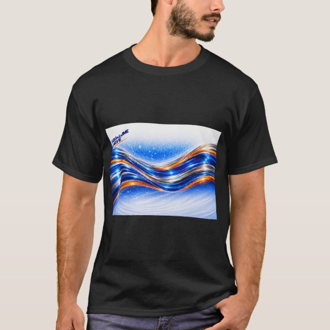 Camisa Aqualume Wave – Flujo abstracto azul naranj (Anverso)