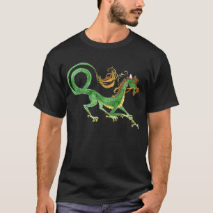Camisa asiática verde del dragón