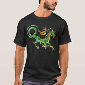 Camisa asiática verde del dragón