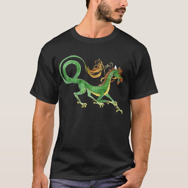 Camisa asiática verde del dragón (Anverso)