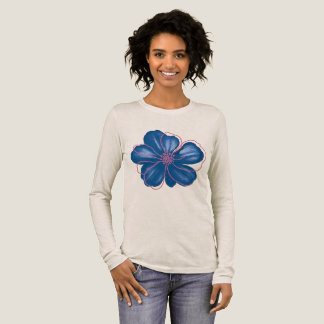 Camisa azul abstracta floral de manga larga | Mode