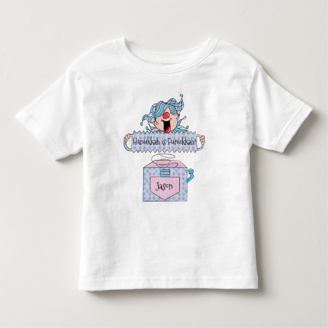 Camisa azul de Hanukkah rosa "Dreidel en la caja" (Anverso)