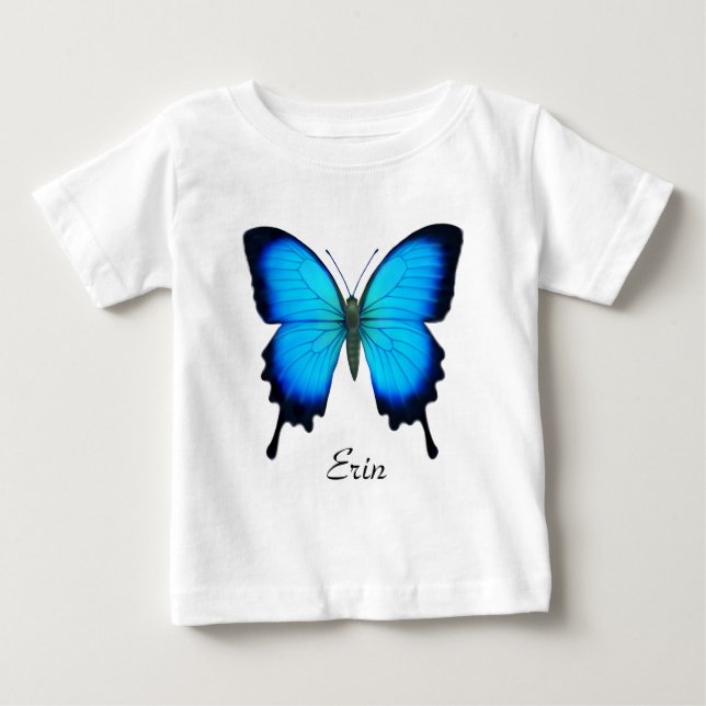 Camisa azul del bebé de la mariposa de Ulises (Anverso)
