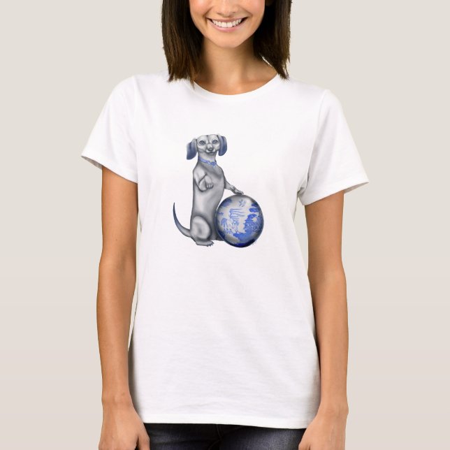 Camisa azul del Dachshund del sauce (Anverso)