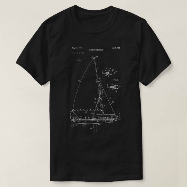 Camisa azul en barco de vela Catamaran - Antiguo O (Diseño del anverso)