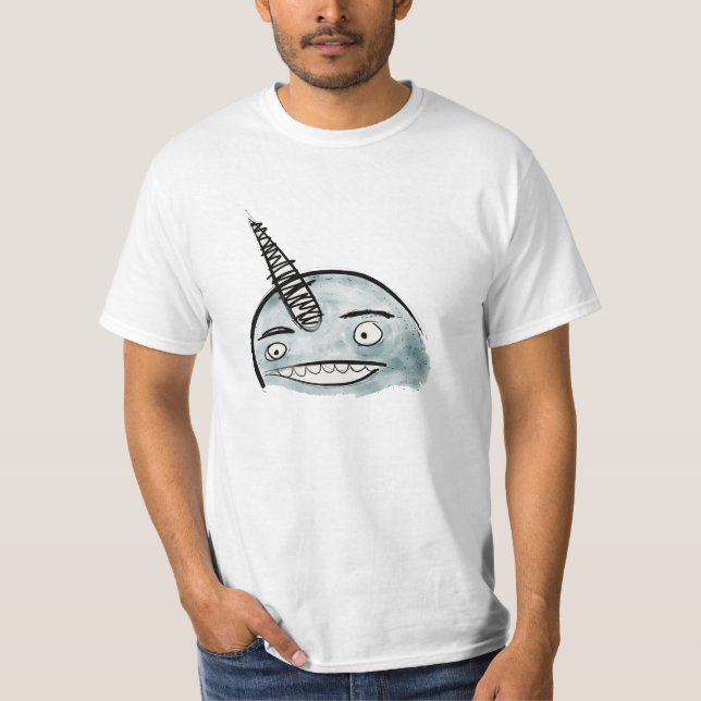 Camisa azul feliz del valor de Narwhal (Anverso)