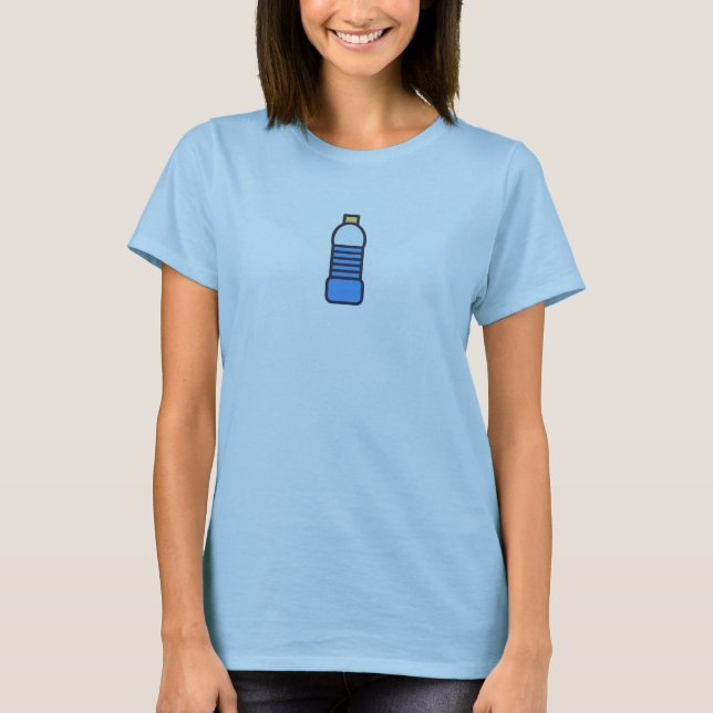 Camisa azul simple del icono de la botella de agua (Anverso)