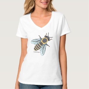 Camisa básica de mujer V T-Shirt (blanca) de abeja