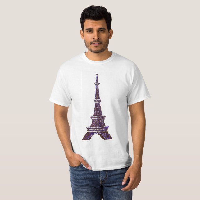 Camisa blanca de la Torre Eiffel Pointillismo (Anverso completo)
