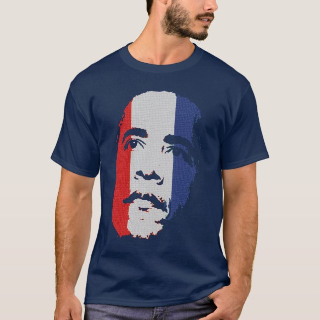 Camisa blanca de Obama y azul roja de la cara (Anverso)