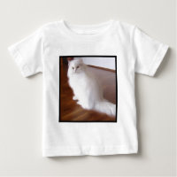 Camisa blanca del bebé del gato persa