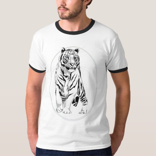 Camisa blanca majestuosa enmarcada del tigre (Anverso)