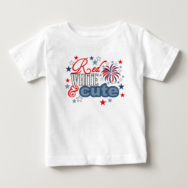 Camisa blanca y linda roja del kiddie el 4 de (Anverso)
