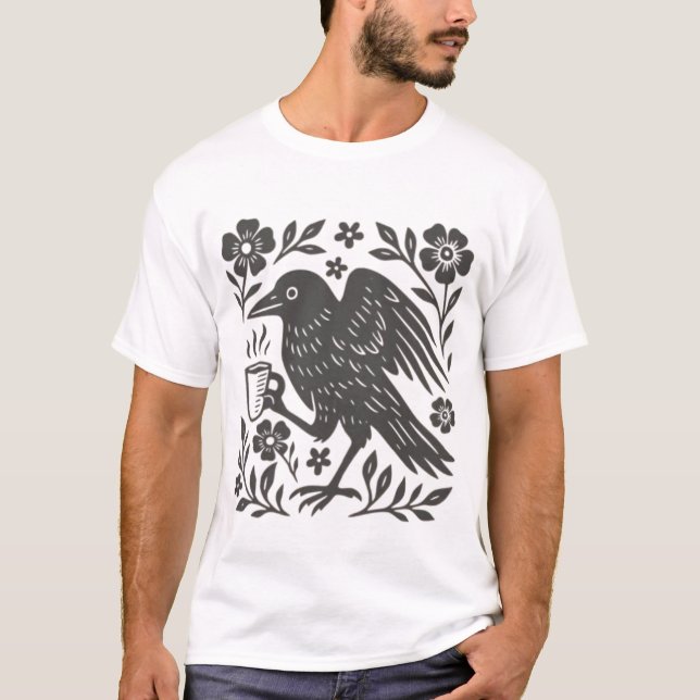 Camisa Boho Crow, amante del café de pájaros (Anverso)