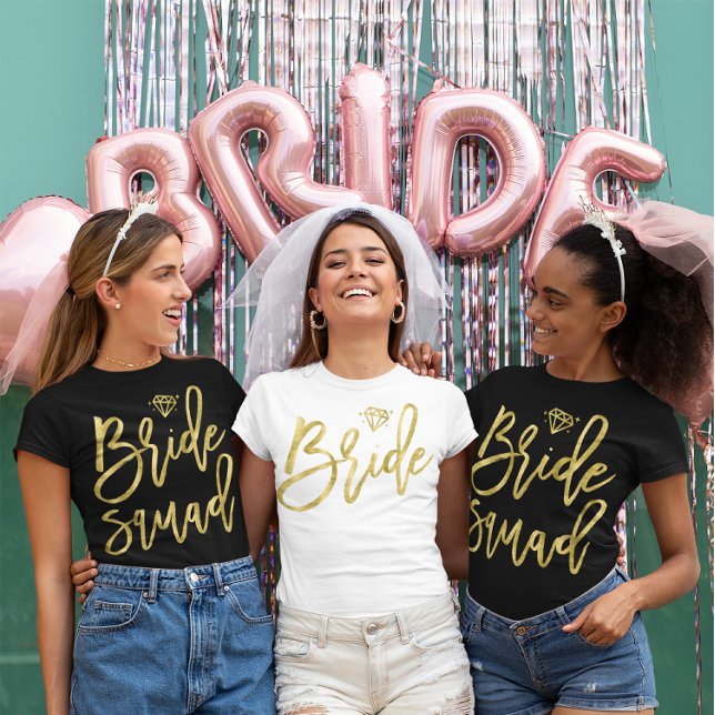 Camisa Bride Squad Con Gráficos Faux Gold Diamond (Subido por el creador)