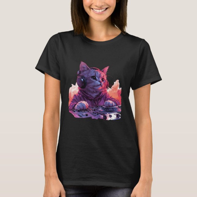 Camisa Cat DJ de Guay, graciosa camiseta Cat (Anverso)