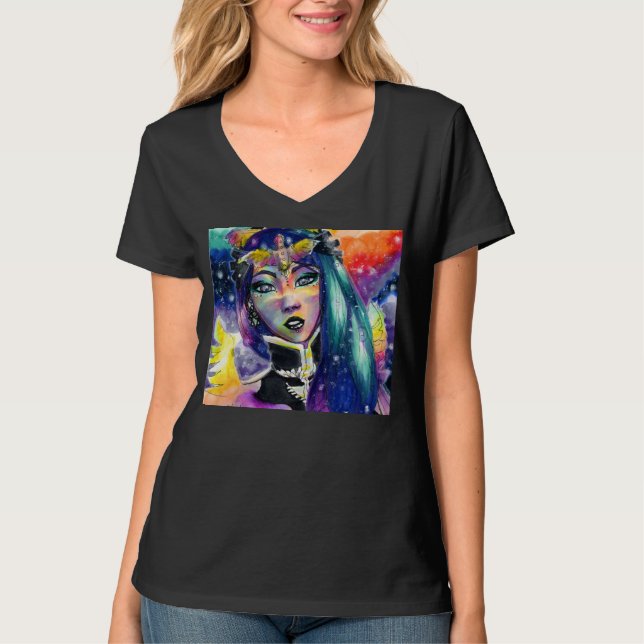 Camisa celestial del diseño del chica de la (Anverso)